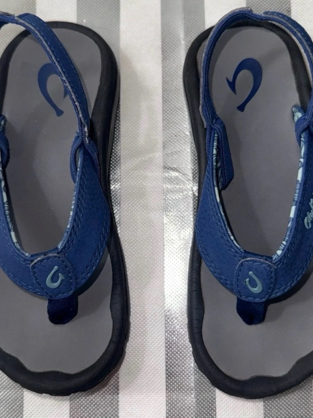 OluKai Youth Navy Blue Flip Flop Sandals